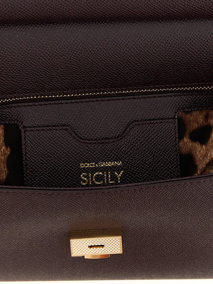 Dolce &amp; Gabbana Sicily Grande Dauphine Leather Handbag Bordeaux