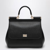 Dolce & Gabbana Large Hammered Leather Sicily Handbag Black