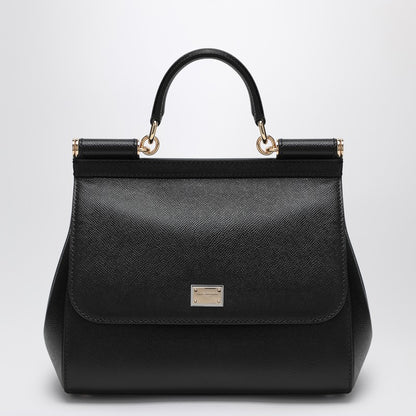 Dolce &amp; Gabbana Large Hammered Leather Sicily Handbag Black