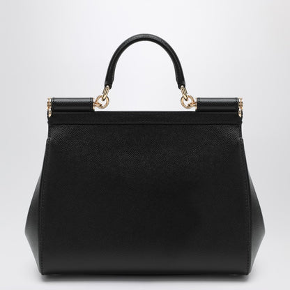 Dolce &amp; Gabbana Large Hammered Leather Sicily Handbag Black