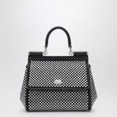 Dolce & Gabbana Black Sicily Medium Crystal-Embellished Leather Handbag Black
