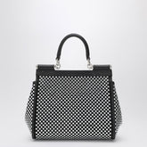 Dolce & Gabbana Black Sicily Medium Crystal-Embellished Leather Handbag Black