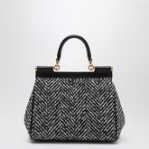Dolce & Gabbana Chevron Fabric Sicily Medium Handbag White