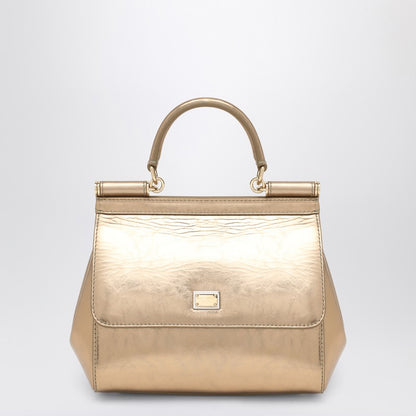 Dolce &amp; Gabbana Gold Sicily Medium Leather Handbag Metal