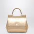 Dolce & Gabbana Gold Sicily Medium Leather Handbag Metal