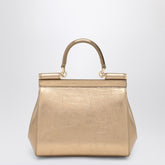 Dolce & Gabbana Gold Sicily Medium Leather Handbag Metal