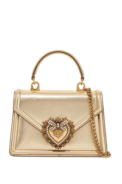 Gold nappa Handbag with crystal heart