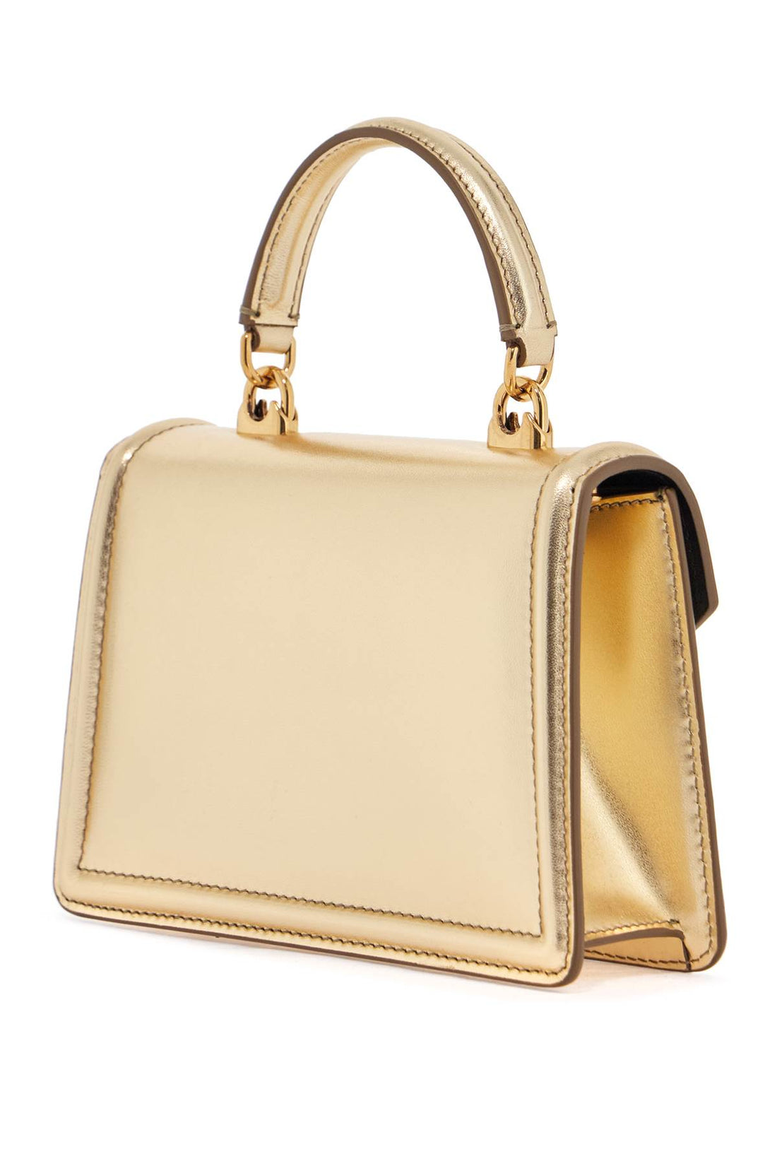 Gold nappa Handbag with crystal heart