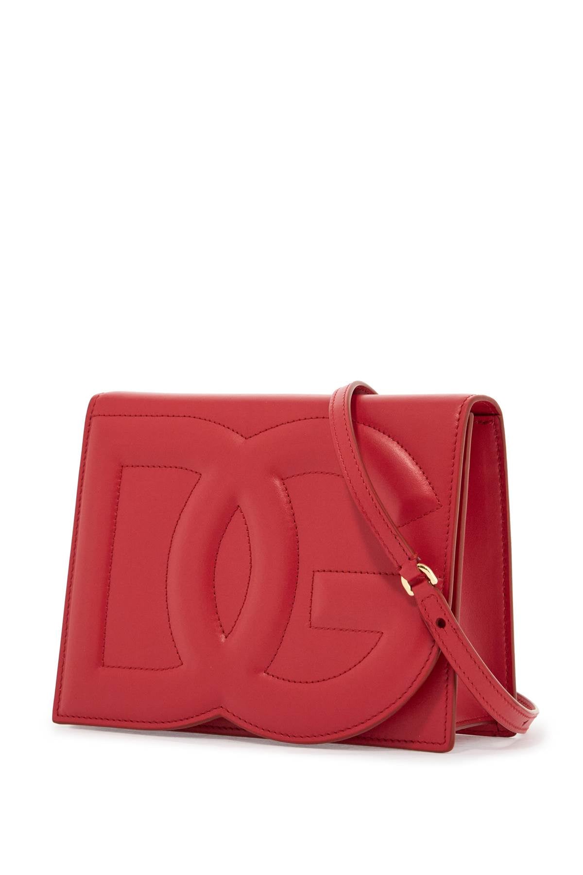 Dolce &amp; Gabbana red calfskin shoulder bag with 3d logo