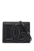 Dolce & Gabbana black calfskin embossed logo shoulder bag