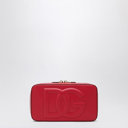 Dolce &amp; Gabbana Red Leather Shoulder Bag with Logo Flap Red