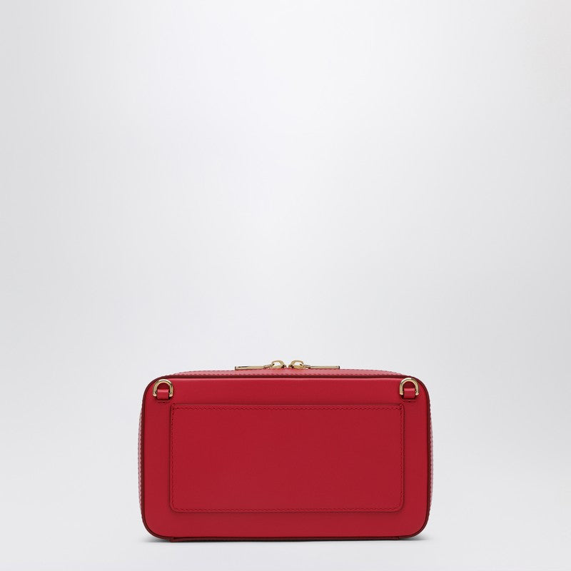 Dolce &amp; Gabbana Red Leather Shoulder Bag with Logo Flap Red