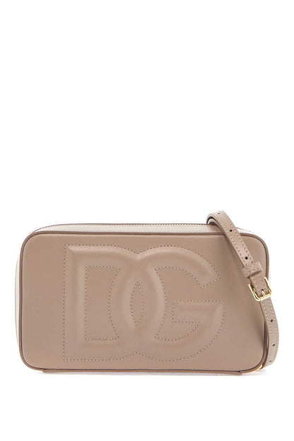 Dolce &amp; Gabbana taupe leather shoulder bag with gold zip