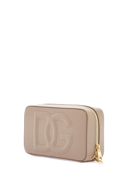 Dolce &amp; Gabbana taupe leather shoulder bag with gold zip