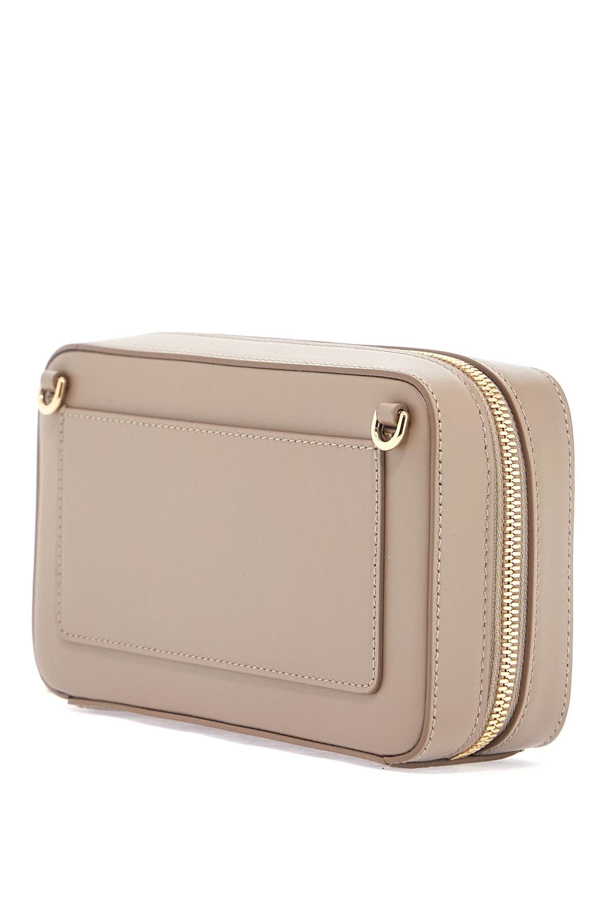 Dolce &amp; Gabbana taupe leather shoulder bag with gold zip