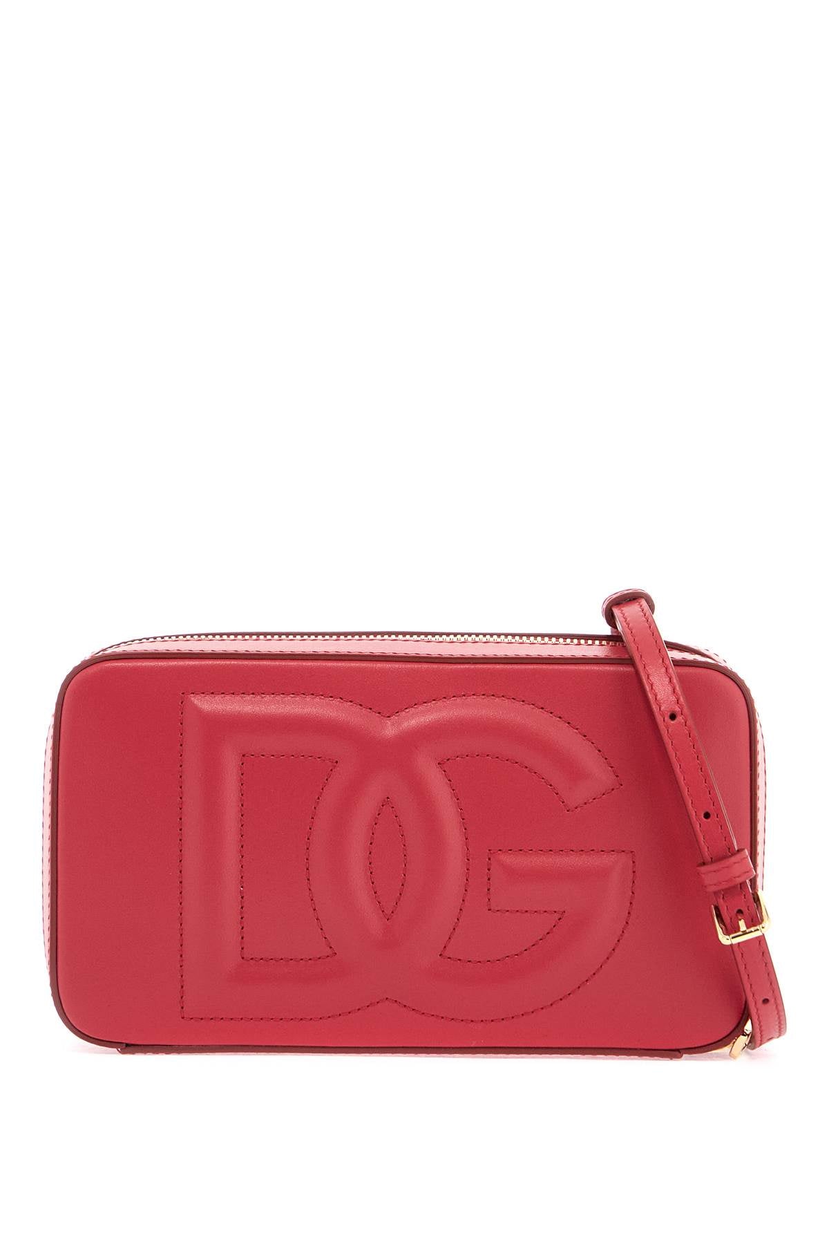 Dolce &amp; Gabbana red calfskin shoulder bag with embossed logo