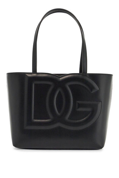 Dolce &amp; Gabbana black dg logo smooth calfskin rectangular shopping bag