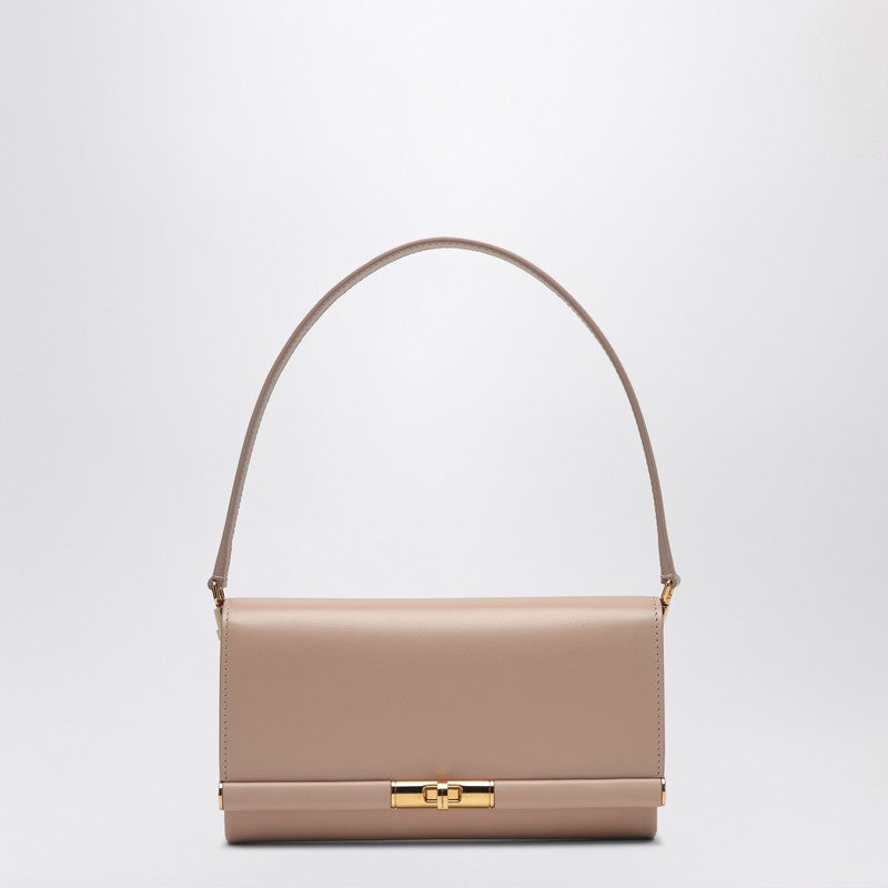 Dolce & Gabbana Beige Marlene Calfskin Shoulder Bag with Gold Turn-Lock Beige