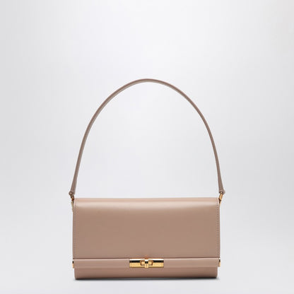 Dolce &amp; Gabbana Beige Marlene Calfskin Shoulder Bag with Gold Turn-Lock Beige