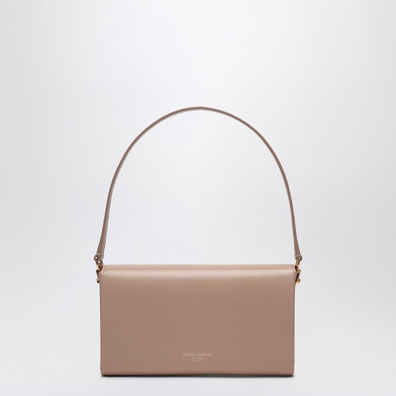 Dolce & Gabbana Beige Marlene Calfskin Shoulder Bag with Gold Turn-Lock Beige