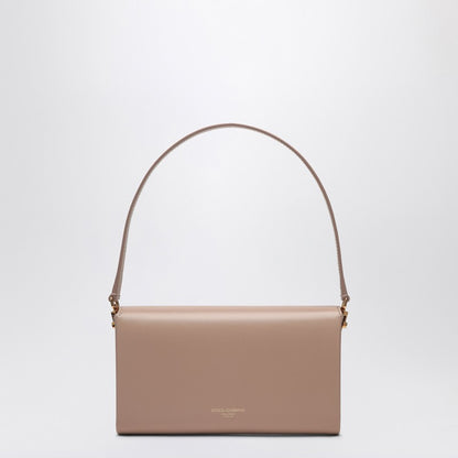 Dolce &amp; Gabbana Beige Marlene Calfskin Shoulder Bag with Gold Turn-Lock Beige