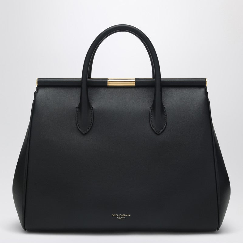 Dolce &amp; Gabbana Black Marlene Leather Top Handle Bag Black