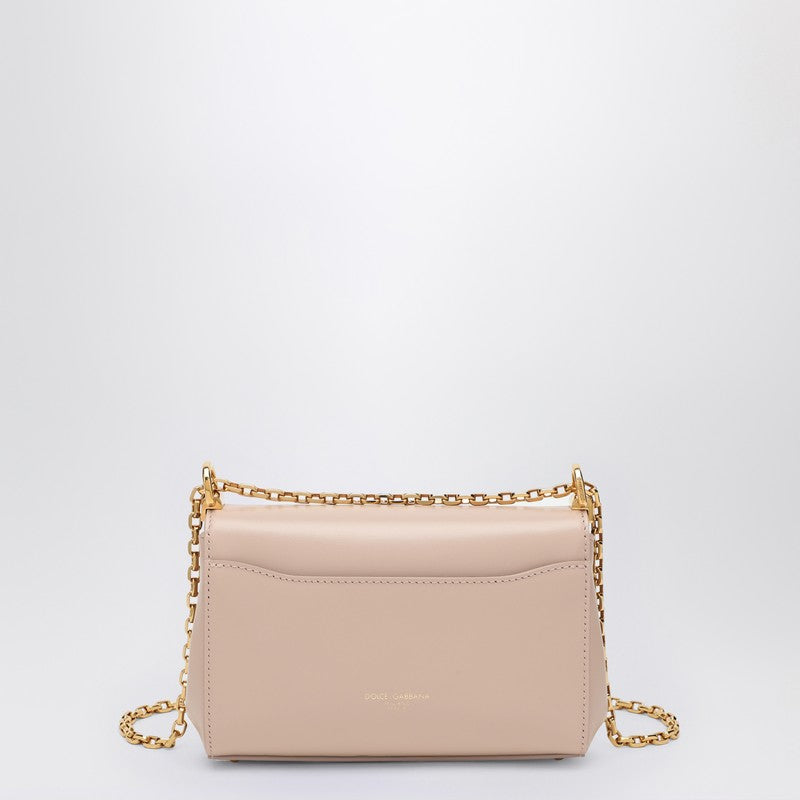 Dolce &amp; Gabbana Small Powder Pink Calf Leather Shoulder Bag Beige