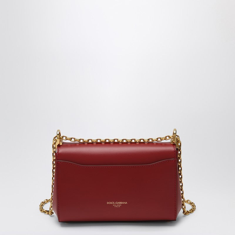 Dolce &amp; Gabbana Small Red Calfskin Shoulder Bag with Gold-Tone Chain Red