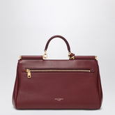 Dolce & Gabbana My Sicily Medium Hammered Leather Handbag Burgundy
