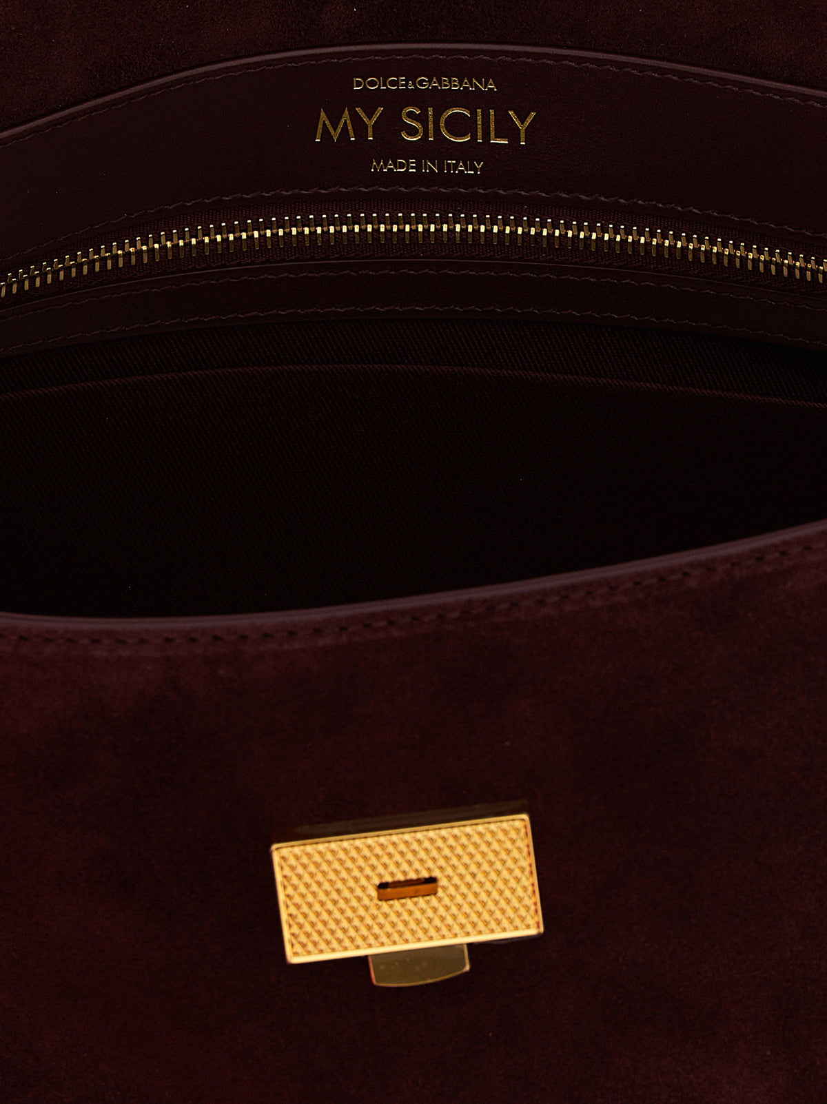 Dolce &amp; Gabbana Medium Suede My Sicily Handbag Bordeaux