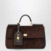 Dolce & Gabbana My Sicily brown suede leather handbag with shoulder strap brown