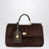 Dolce & Gabbana My Sicily brown suede leather handbag with shoulder strap brown