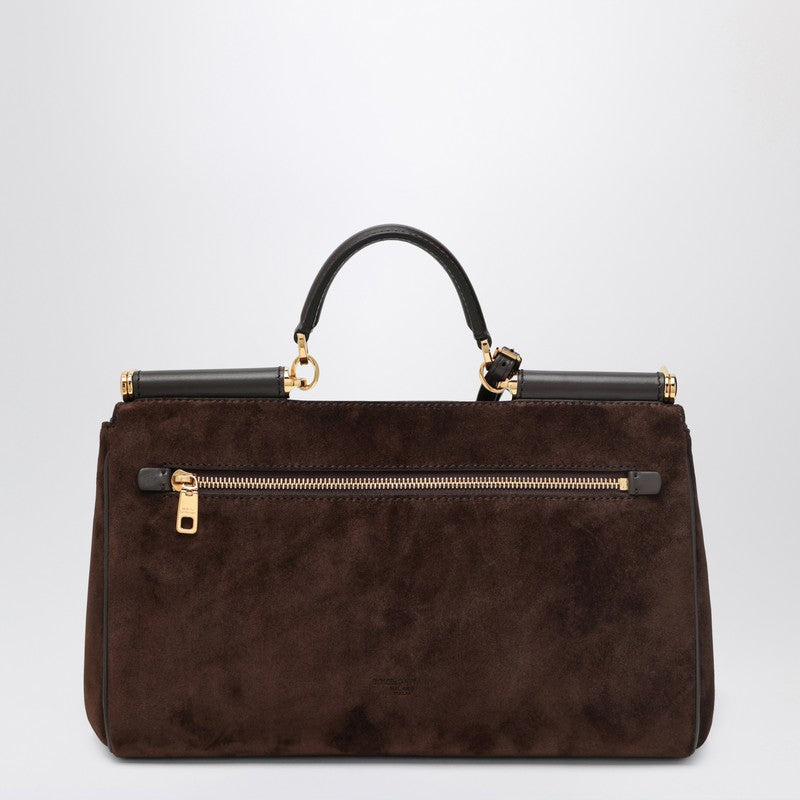 Dolce &amp; Gabbana My Sicily brown suede leather handbag with shoulder strap brown