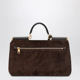 Dolce & Gabbana My Sicily brown suede leather handbag with shoulder strap brown