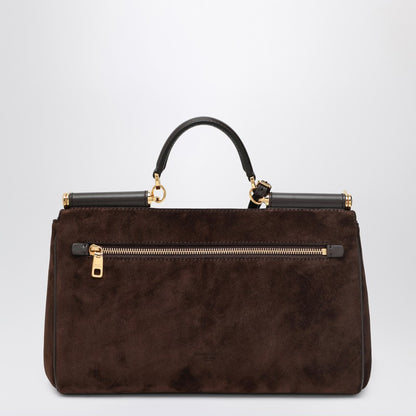 Dolce &amp; Gabbana My Sicily brown suede leather handbag with shoulder strap brown
