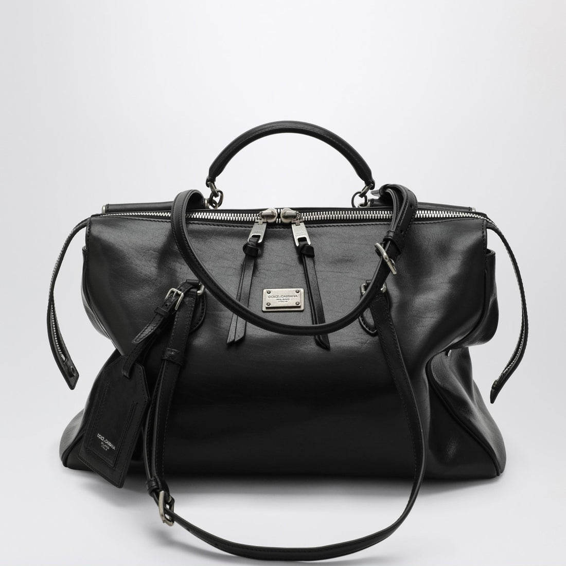 Dolce &amp; Gabbana Black Leather Structured Shoulder Bag Black