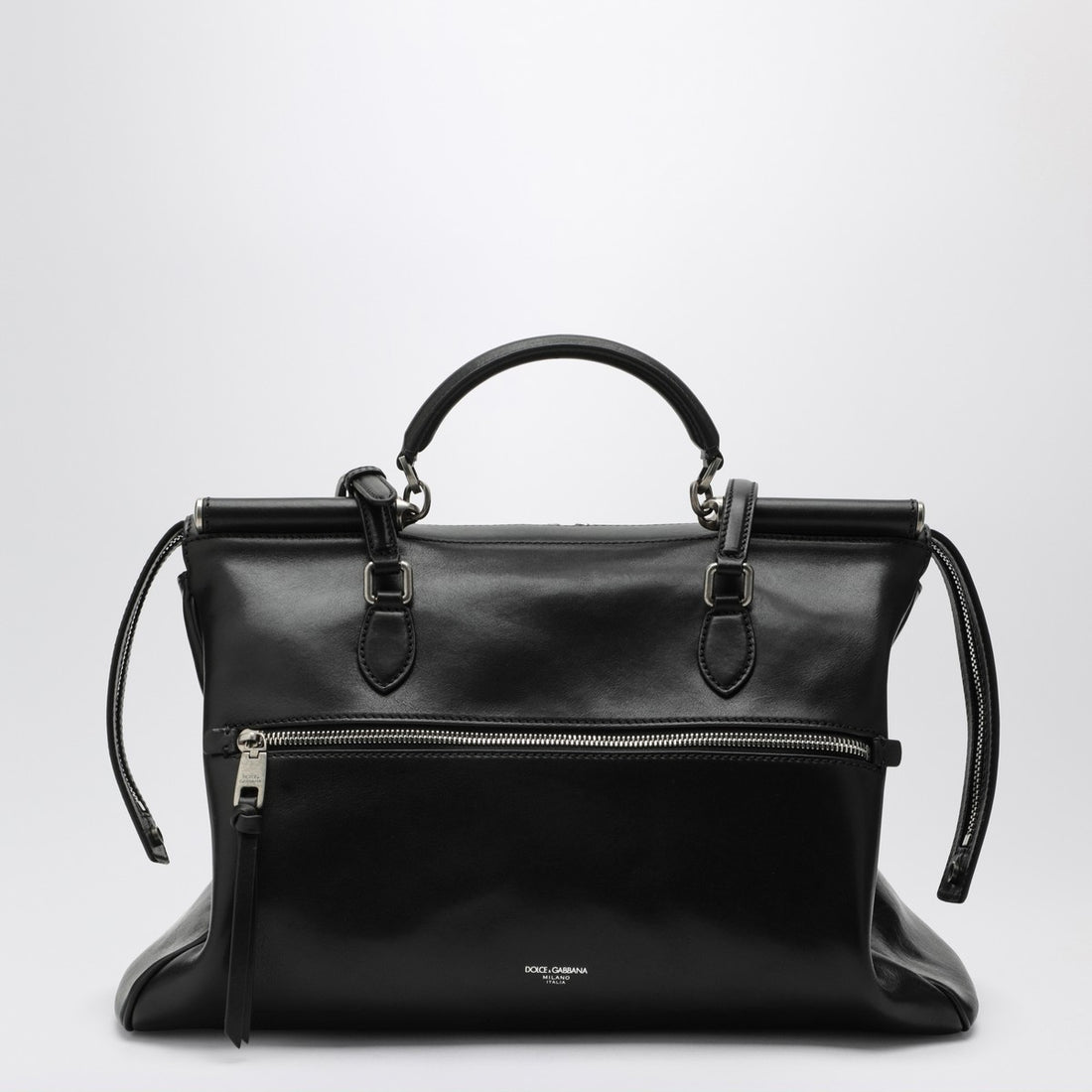 Dolce &amp; Gabbana Black Leather Structured Shoulder Bag Black
