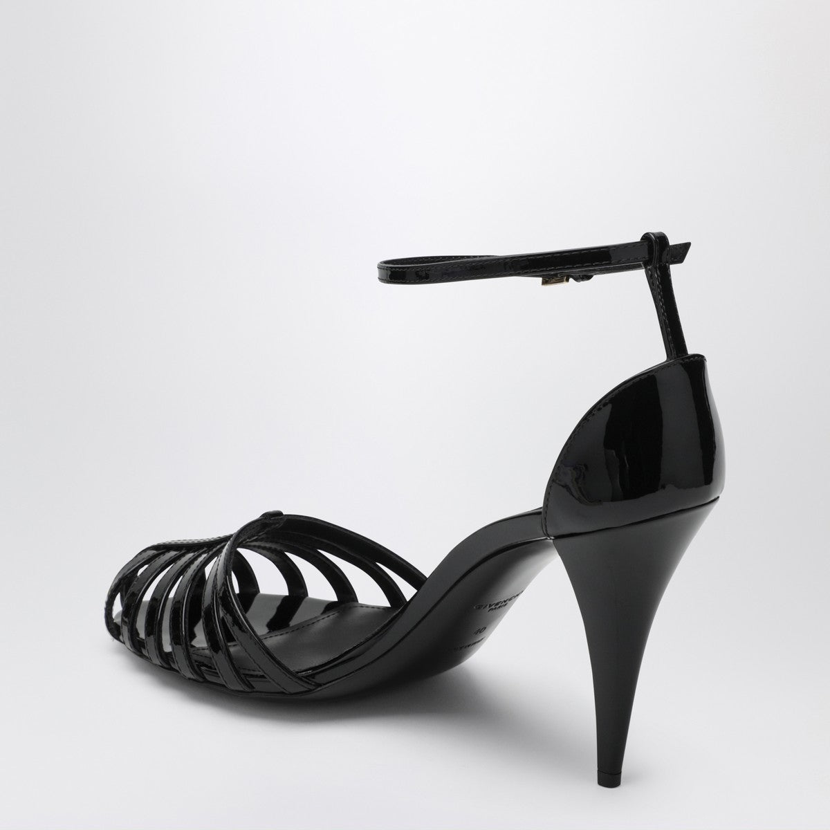 Givenchy Patent Cage Heeled Sandals Black