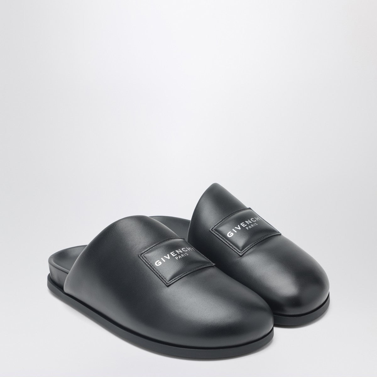Givenchy Label Nappa Flat Mules Black