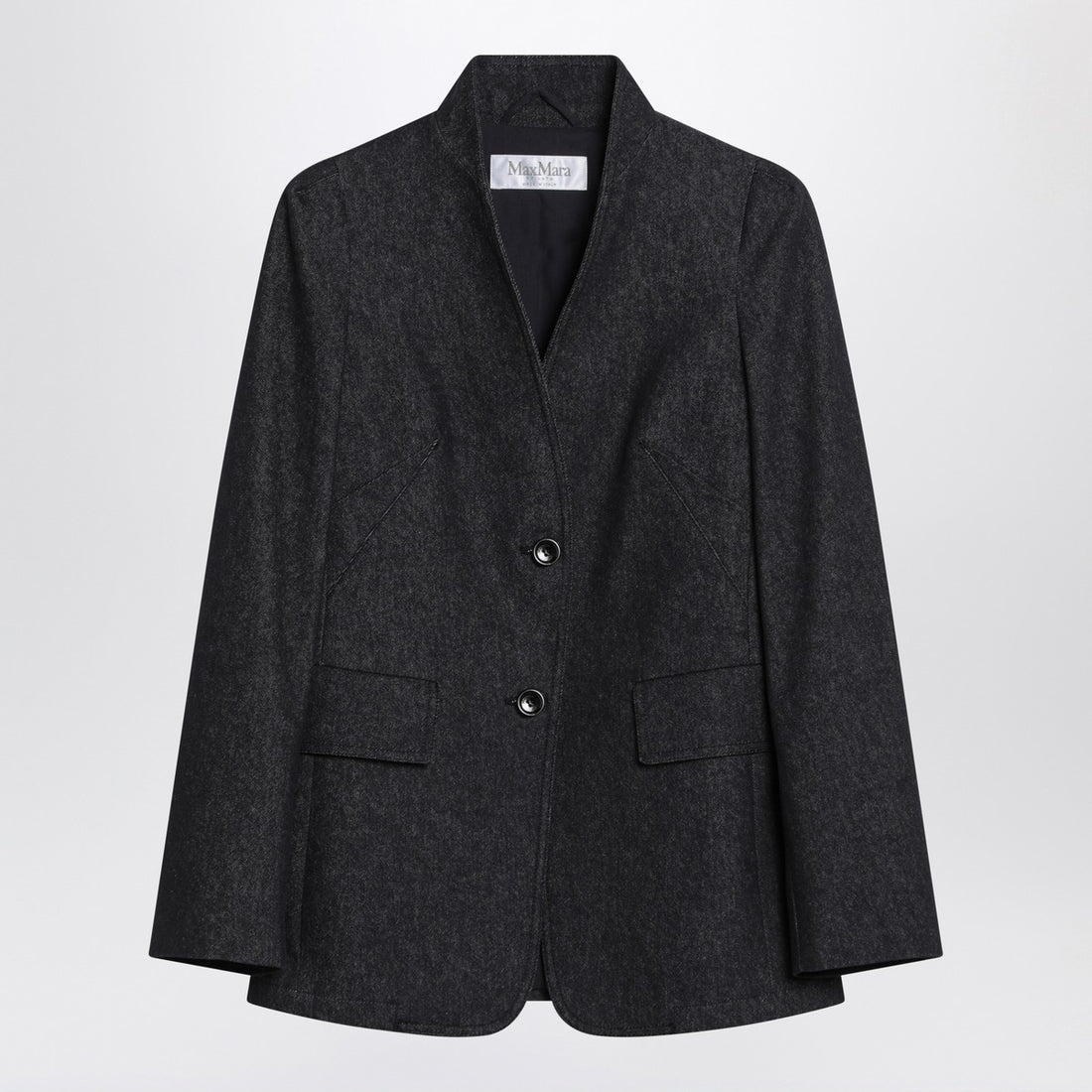 Max Mara Midnight Blue Denim-Effect Cotton Single-Breasted Jacket Blue
