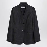 Max Mara Midnight Blue Denim-Effect Cotton Single-Breasted Jacket Blue