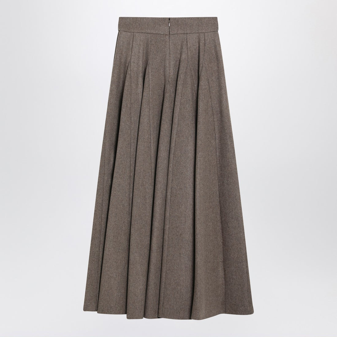 Max Mara Wide hazelnut wool felt skirt beige
