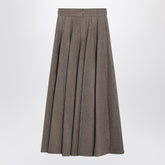 Max Mara Wide hazelnut wool felt skirt beige