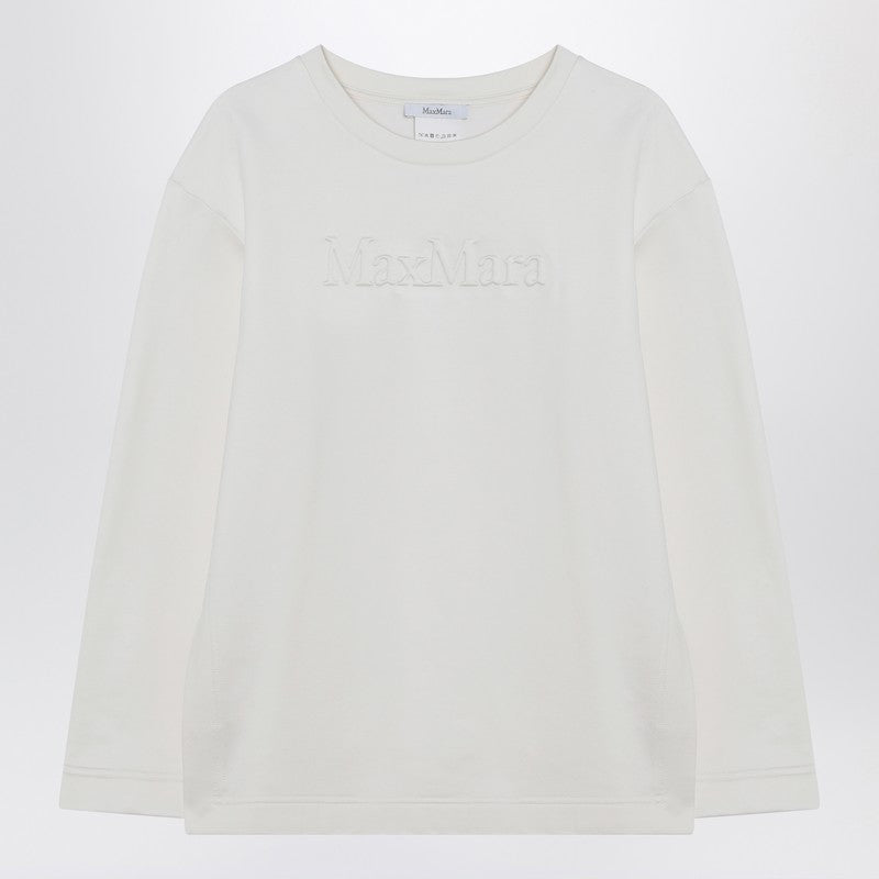 Max Mara Silk-Blend Logo Sweatshirt White