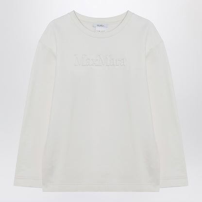 Max Mara Silk-Blend Logo Sweatshirt White