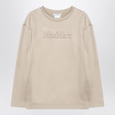 Max Mara Beige Silk-Blend Sweatshirt with Raised Logo Beige