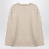 Max Mara Beige Silk-Blend Sweatshirt with Raised Logo Beige