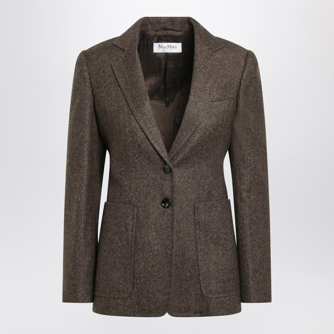 Max Mara Brown Wool Tweed Single-Breasted Jacket Brown
