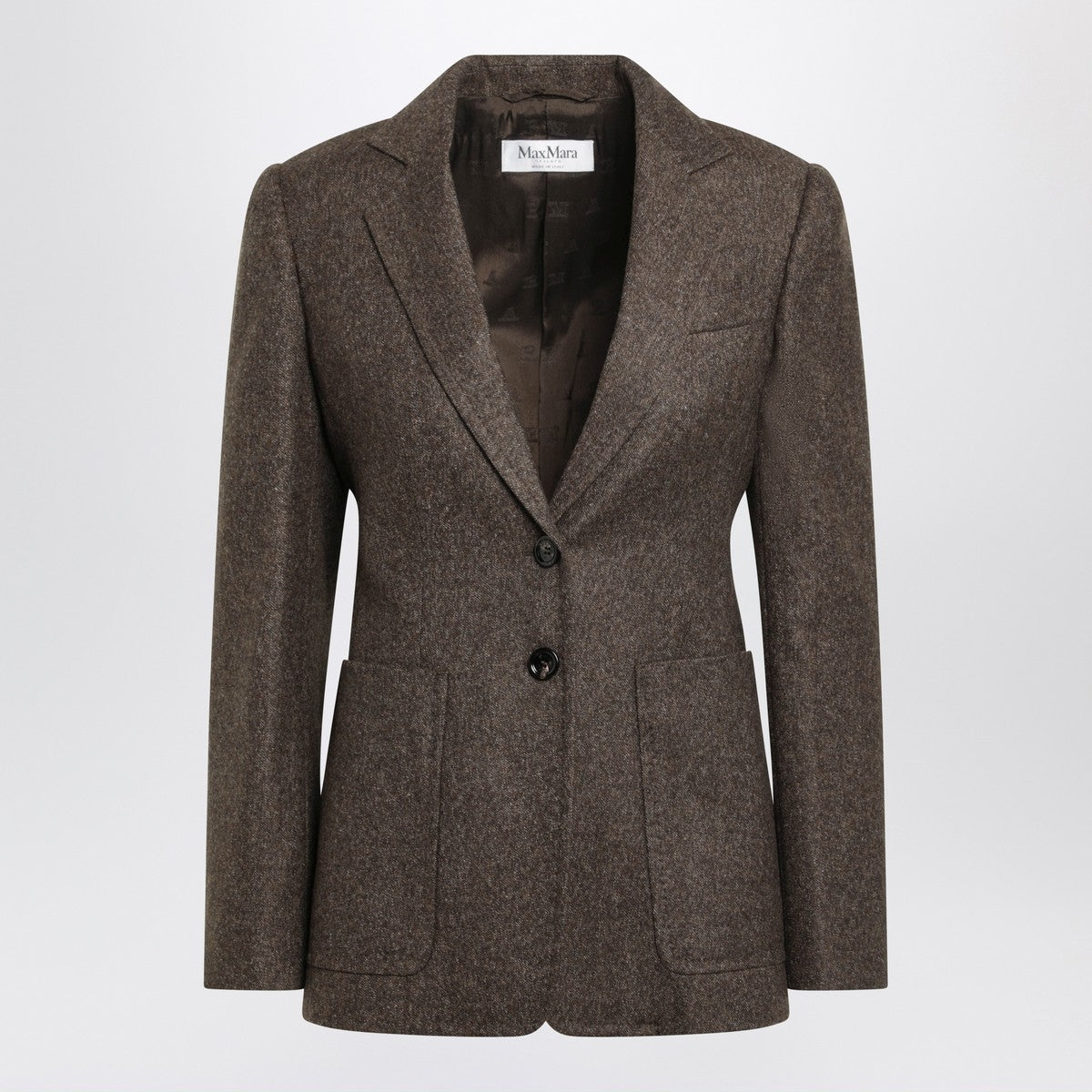 Max Mara Brown Wool Tweed Single-Breasted Jacket Brown