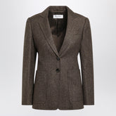 Max Mara Brown Wool Tweed Single-Breasted Jacket Brown